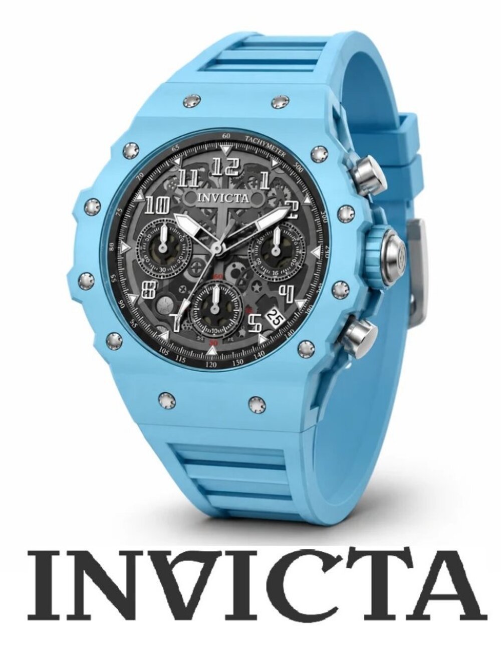 $329 Invicta Mens Racing Apexium Tiffny Blue Black 41mm Quartz Watch 69628 NIB